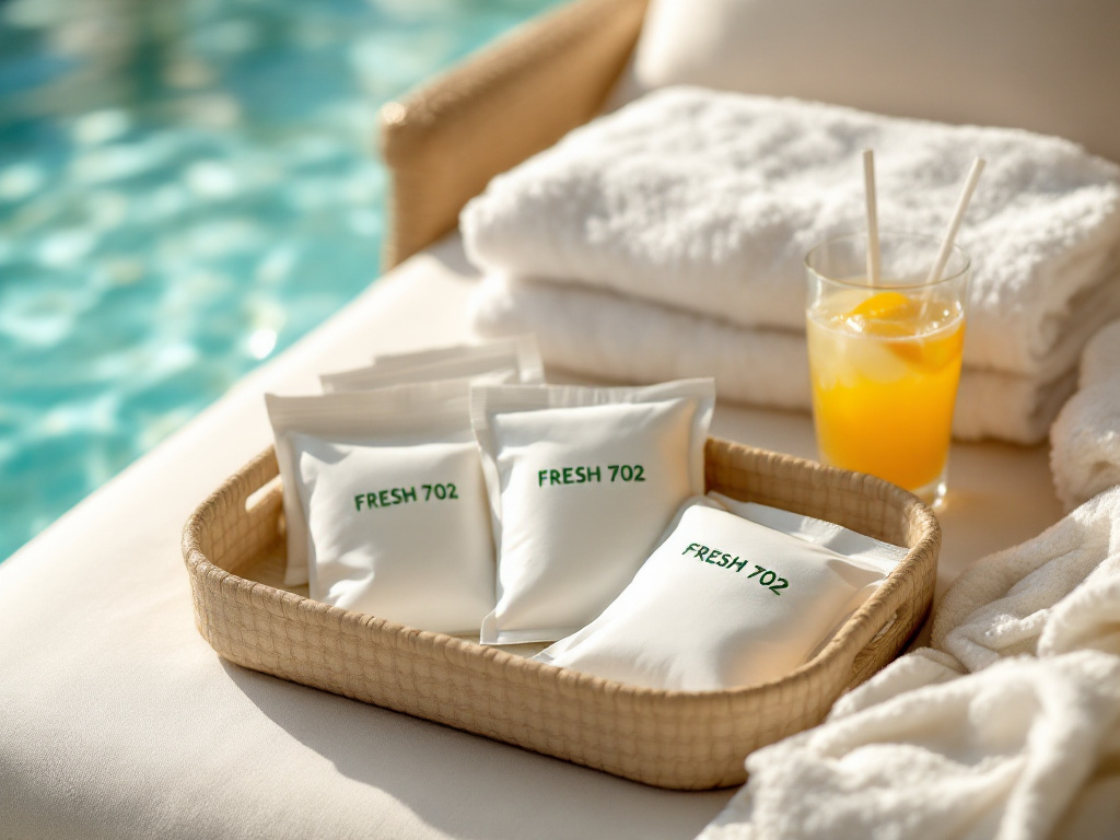 Towelette service at a Las Vegas resort pool